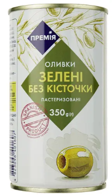 Оливки Премія зелені без кісточок 350 г